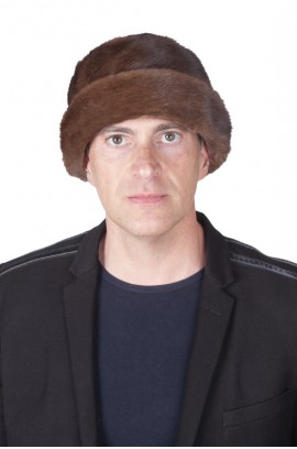 Mink fur hat.  Hat with turned-up brim, double-sided fur